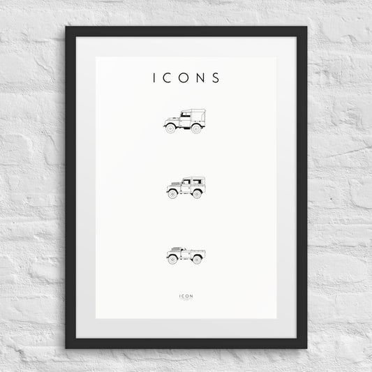 Icons - Land Rover Series History Framed poster